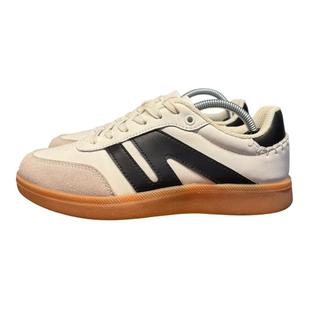 Lucky Step Women's 7 Sneakers White Black Sneakers Shoes Casual Suede